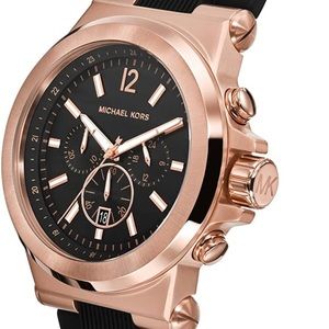 Michael Kors MK8184 Stainless Steel_Dylan_Rose-Gold Tone_Black Band Watch (New)